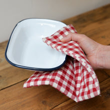 Load image into Gallery viewer, White Enamel Pie Dish - Navy