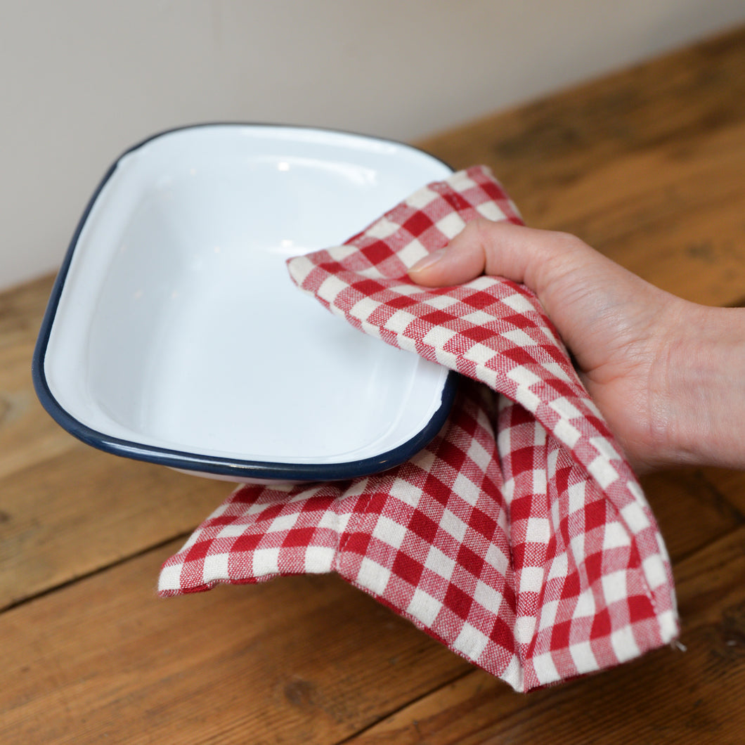 White Enamel Pie Dish - Navy