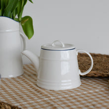 Load image into Gallery viewer, White Porcelain Teapot with Blue Rim