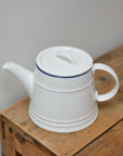 White Porcelain Teapot with Blue Rim