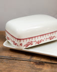 Faustine Patterned Floral Butter Dish / Burgundy