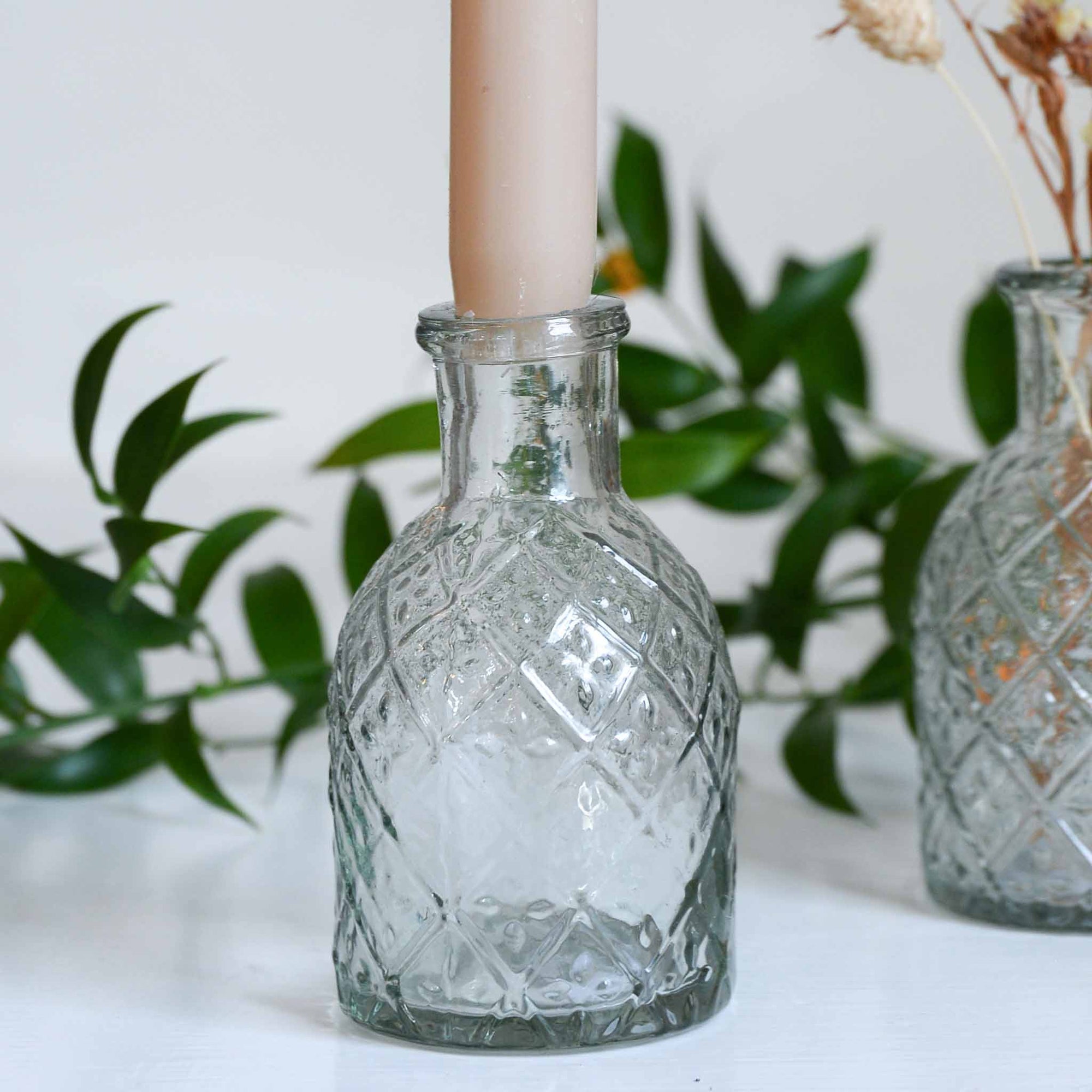 Vintage Pharmacy Glass Candle Holders