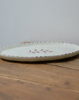 Handpainted Botanic Stripe Oval Plate / Brick Red