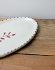 Handpainted Botanic Stripe Oval Plate / Brick Red