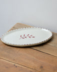 Handpainted Botanic Stripe Oval Plate / Brick Red