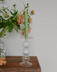 Round Ribbed Clear Glass Candle Stick
