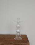 Round Ribbed Clear Glass Candle Stick