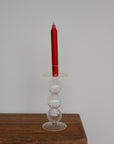 Round Ribbed Clear Glass Candle Stick