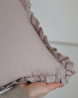 Ruffle Linen Cushion / Chalk Pink