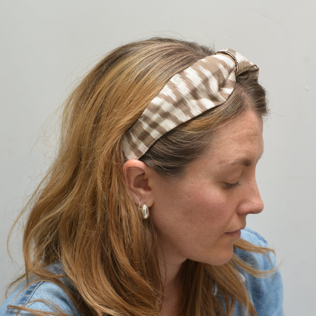 Brown and White Stripe Headband