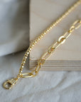 Gold Chain and Link Double Layered Bracelet