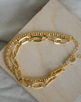 Gold Chain and Link Double Layered Bracelet