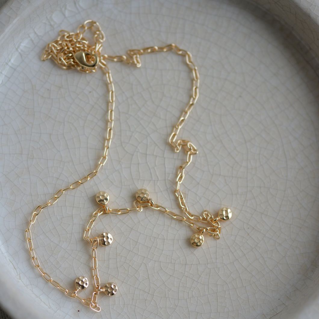 Hammered Gold Disc Necklace