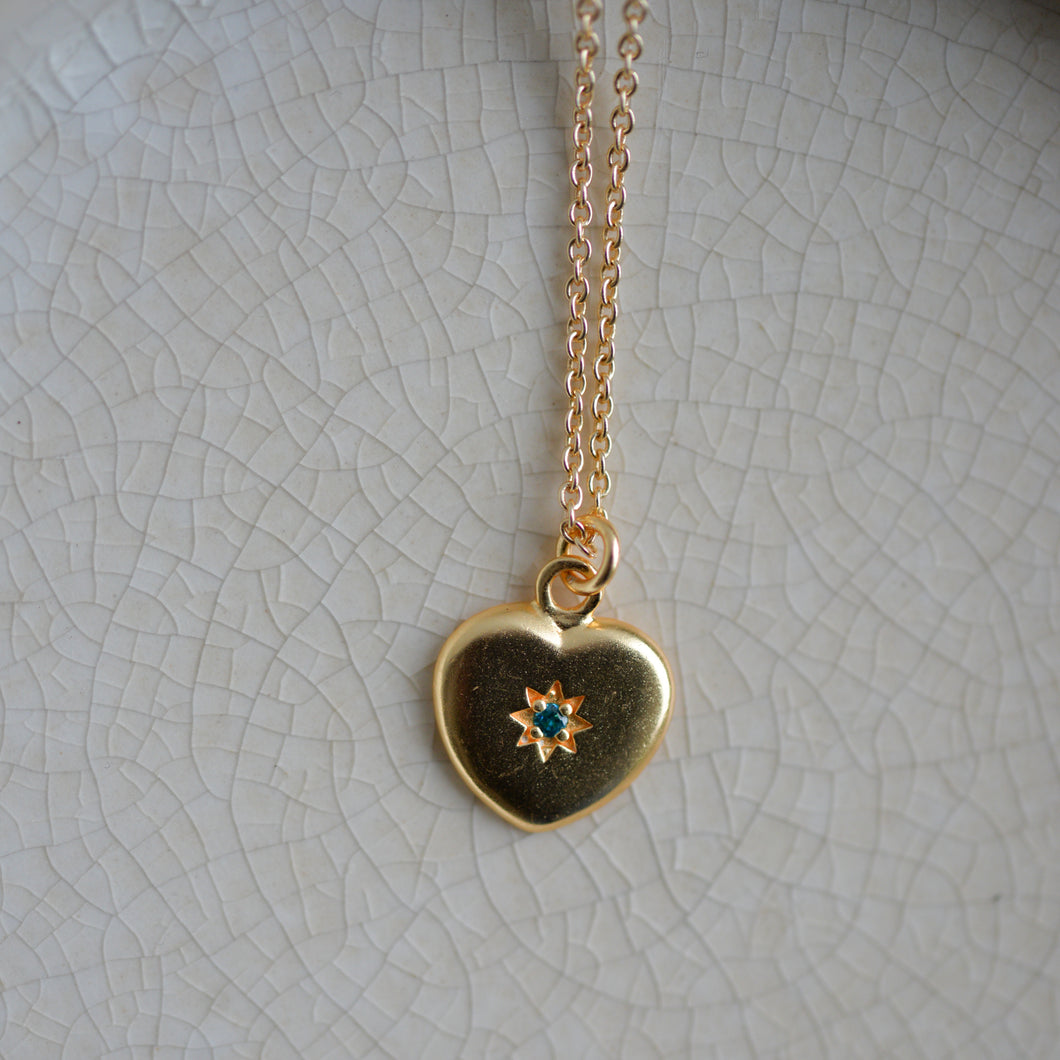 Heart Starburst Jewel Pendant Necklace