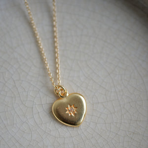 Heart Starburst Jewel Pendant Necklace