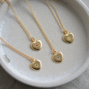 Heart Starburst Jewel Pendant Necklace