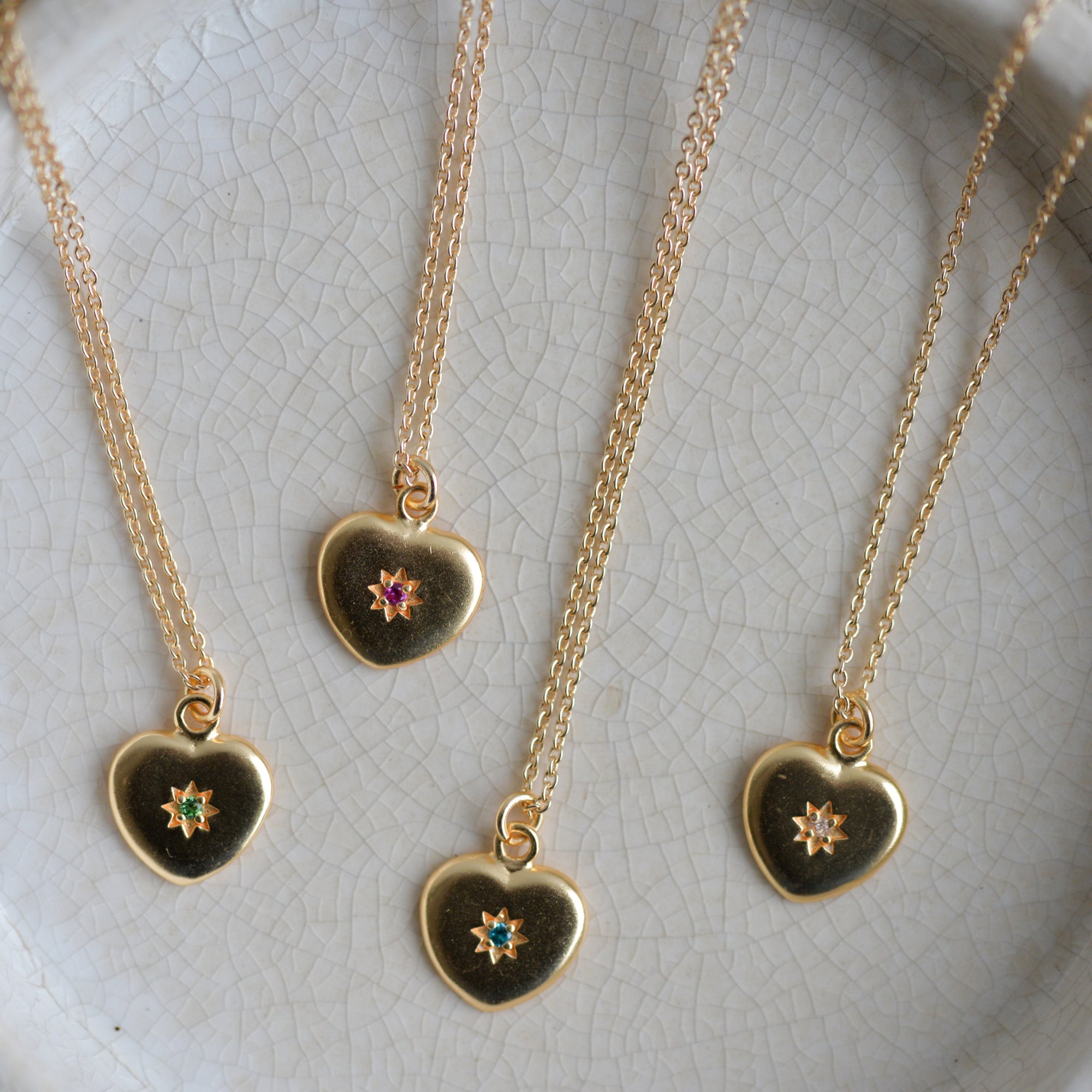Heart Starburst Jewel Pendant Necklace