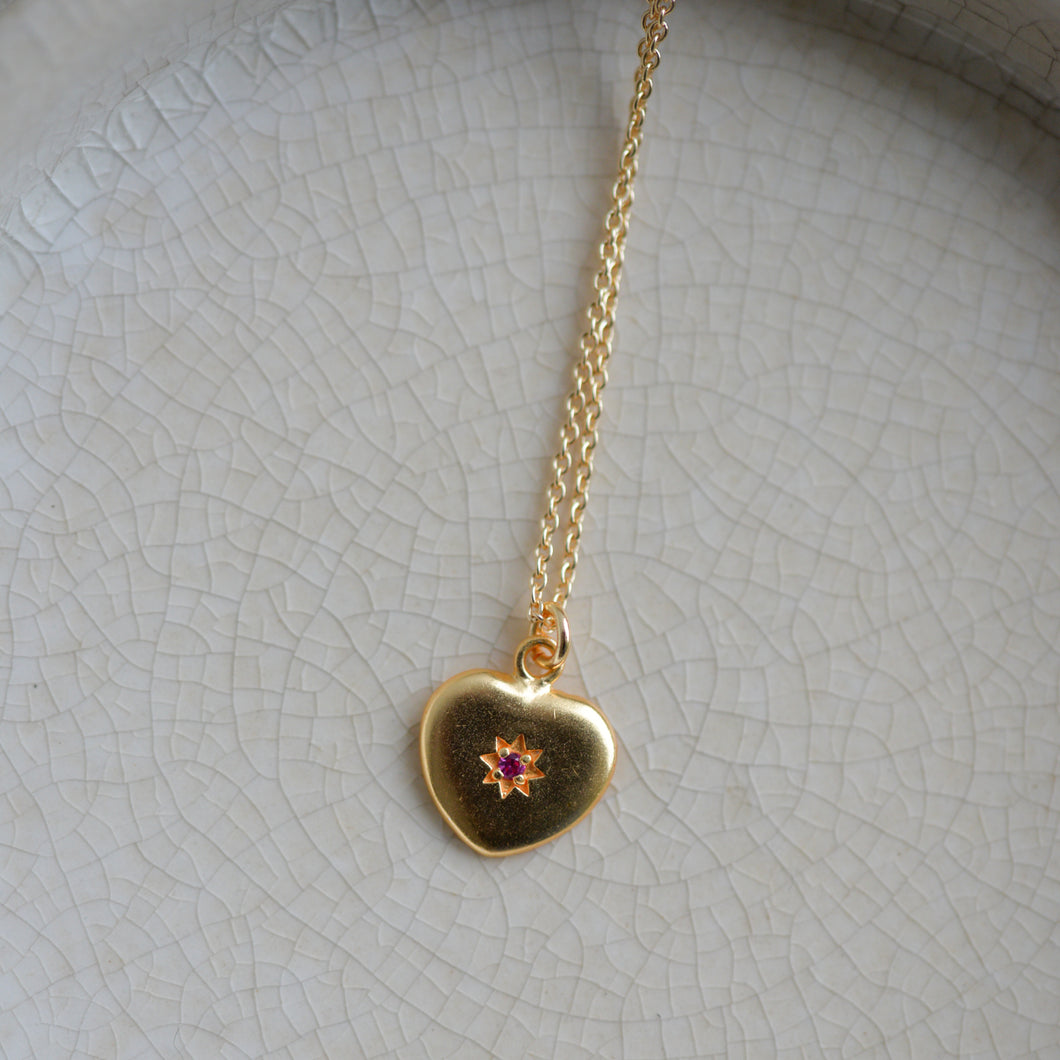Heart Starburst Jewel Pendant Necklace