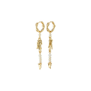 Niya Gold Plated Pearl Statement Huggie Earrings