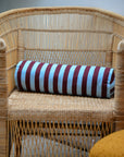 Vibes Cylinder Cushion / Burgundy and Blue Stripe