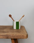 Ceramic Green Stripe Plant Pot / Various Sizes