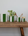 Ceramic Green Stripe Plant Pot / Various Sizes