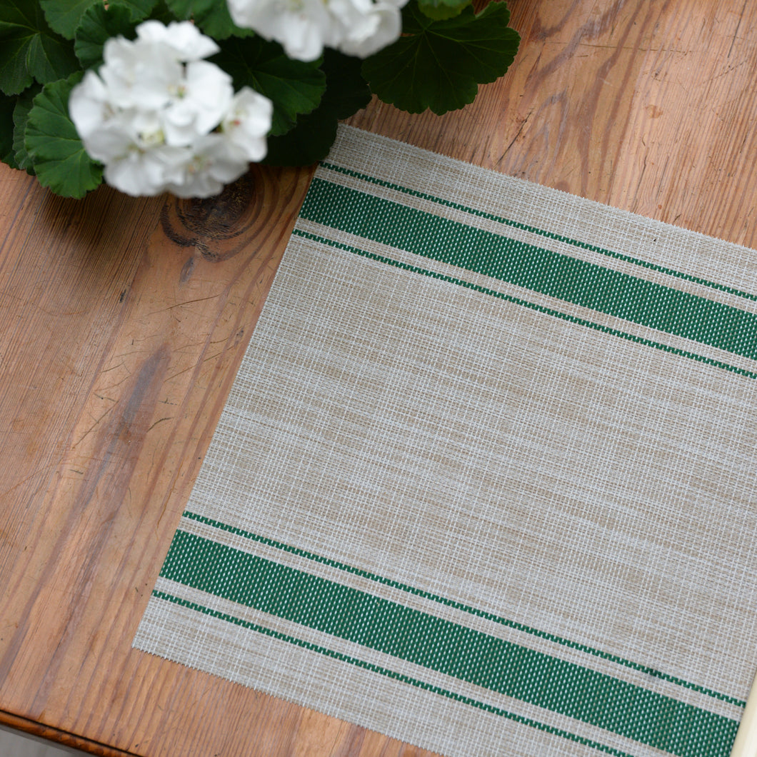 Woven Green Stripe PVC Placemat