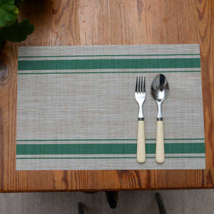 Woven Green Stripe PVC Placemat