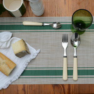 Woven Green Stripe PVC Placemat