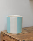 Ceramic Blue Stripe Plant Pot / Various Sizes