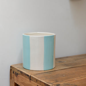 Ceramic Blue Stripe Plant Pot / Various Sizes