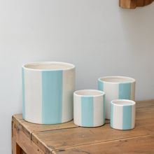 Load image into Gallery viewer, Ceramic Blue Stripe Plant Pot / Various Sizes