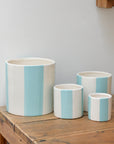Ceramic Blue Stripe Plant Pot / Various Sizes