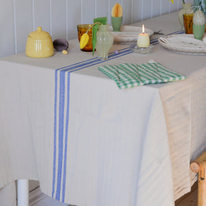 Linu Striped Cotton Tablecloth / Blue