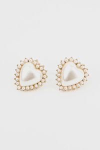 Pearl Heart Stud Earrings