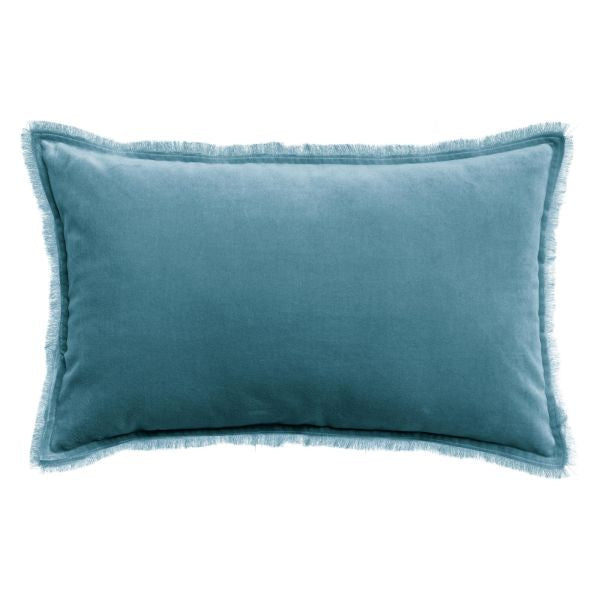 Fara Plain Cotton Velvet Cushion / Acier