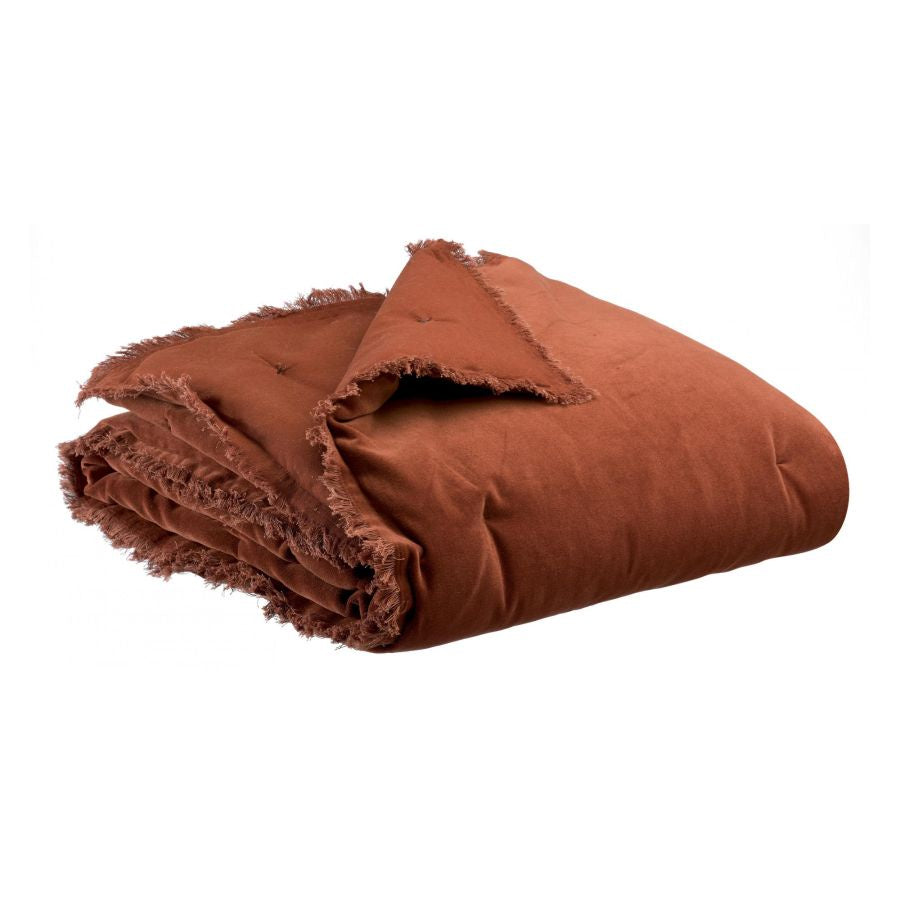 Fara Cotton Velvet Throw 135 x 200 / Caramel