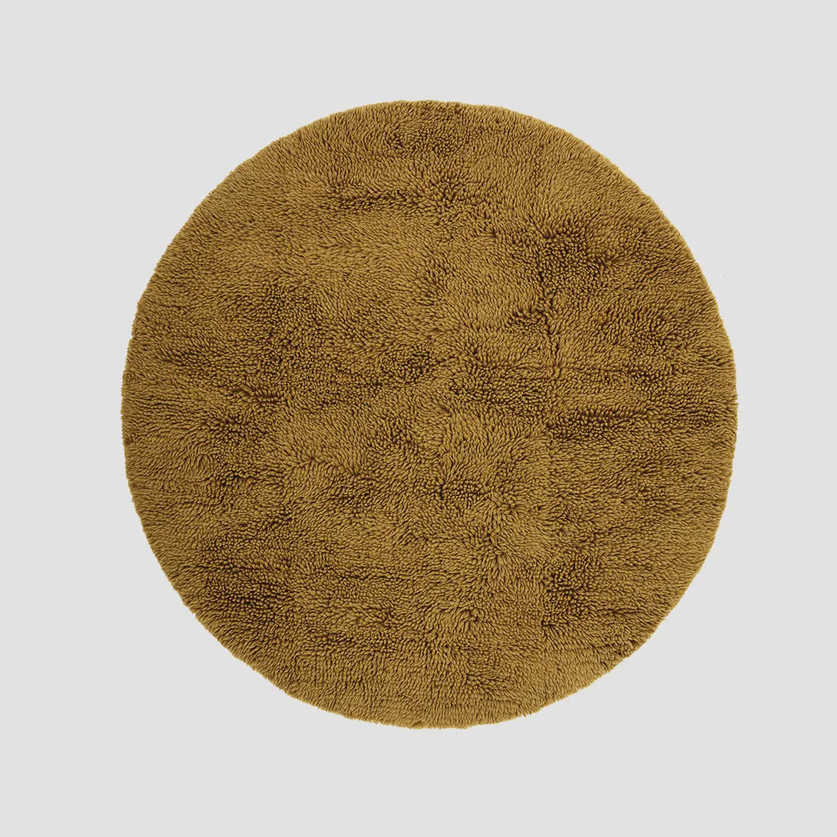 Round Tufted Woolen Rug / Mustard
