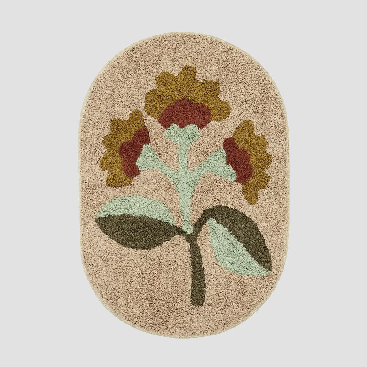 Oval Bath Mat / Folk Flower