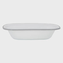 Load image into Gallery viewer, White Enamel Pie Dish - Grey