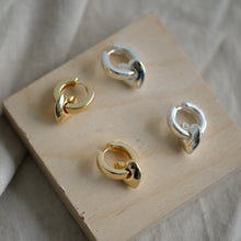 Load image into Gallery viewer, Chunky Gold Plated Hoops Drop Hearts