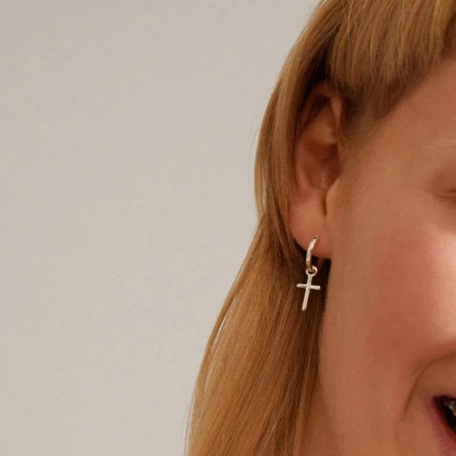 Daisy Cross Hoops / Gold and Silver