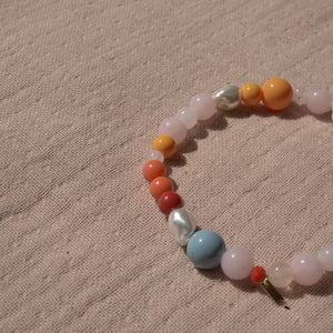 Colourful Glass Bead and Freshwater Pearl Ankle Chain
