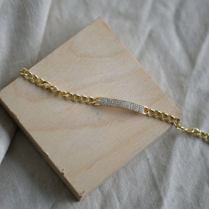 Heat Recycled Crystal Chain Bracelet / Gold