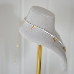 Intent Pearl and Gold Plated Charm Necklace