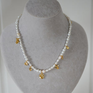 Intent Pearl and Gold Plated Charm Necklace