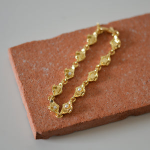 Inaya Bead and Metal Bracelet / Silver or Gold plated