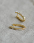 Oval Hoops With Crystals Gold Plated