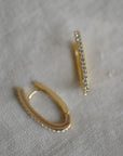 Oval Hoops With Crystals Gold Plated