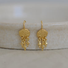 Load image into Gallery viewer, Stefania Floral Pendant Hook Earrings in Gold